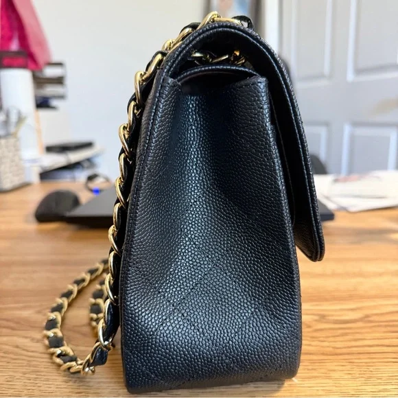 CC Black Quilted Shoulder Bag with Gold Accents - Picture 5 of 12